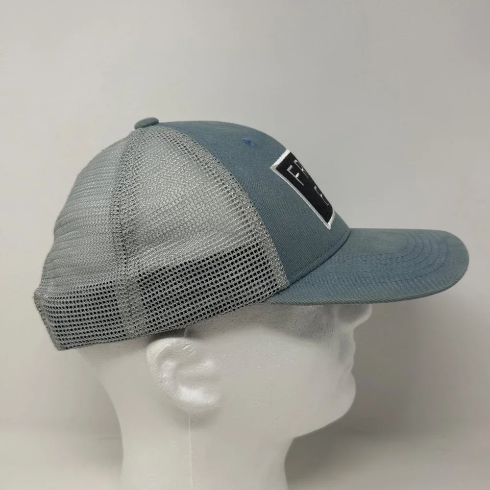 Free Fly Trucker Hat Mens Blue Grey Mesh Snapback Adjustable Logo Patch Cap